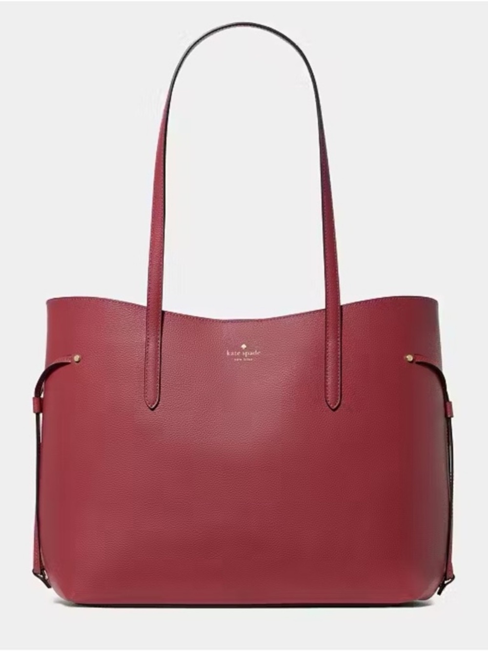 Kate Spade New York Cleo Pebbled Leather Large Tote Bag Red Jasper